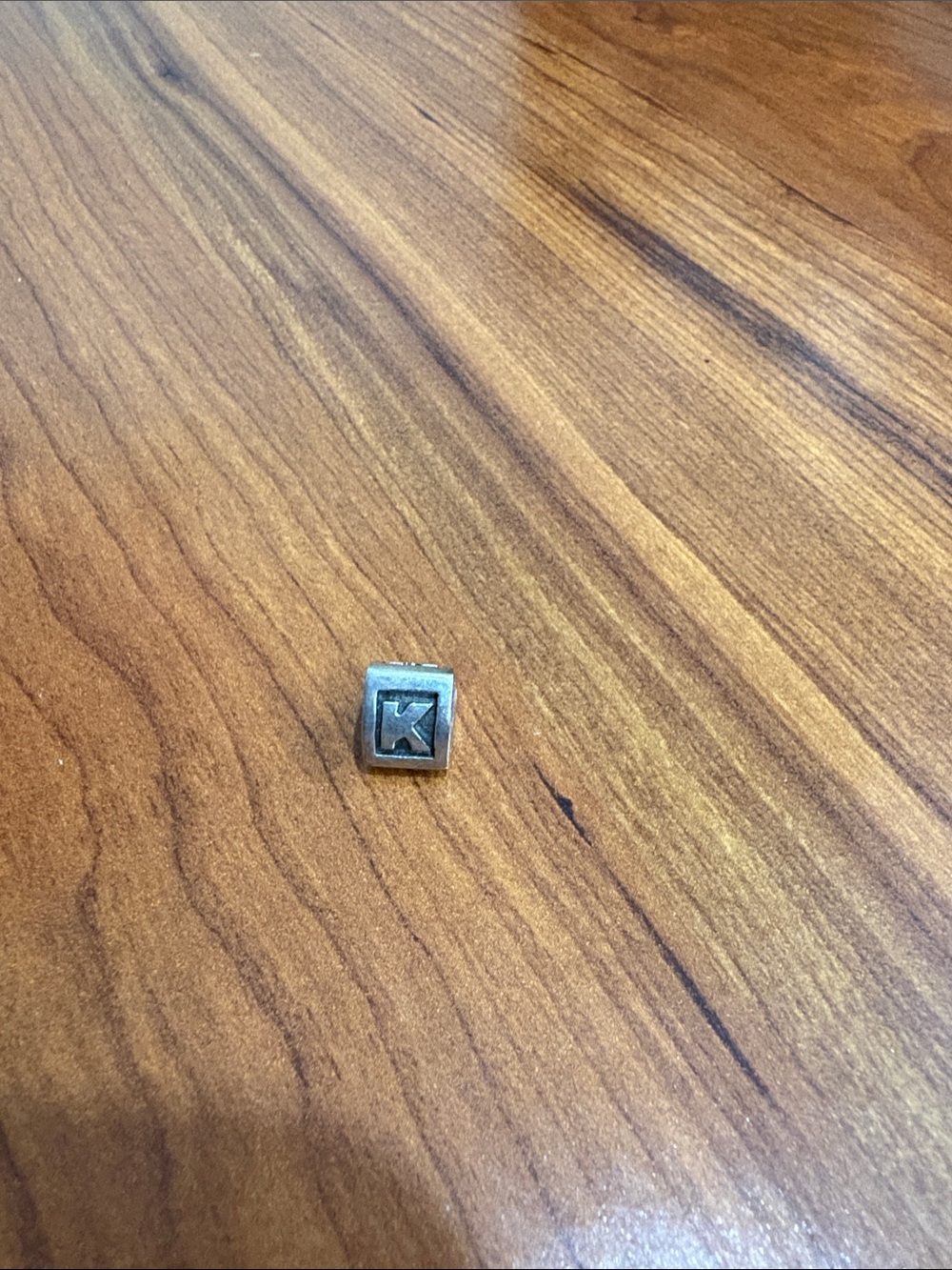Pandora Metal Charm with Raised 'K'